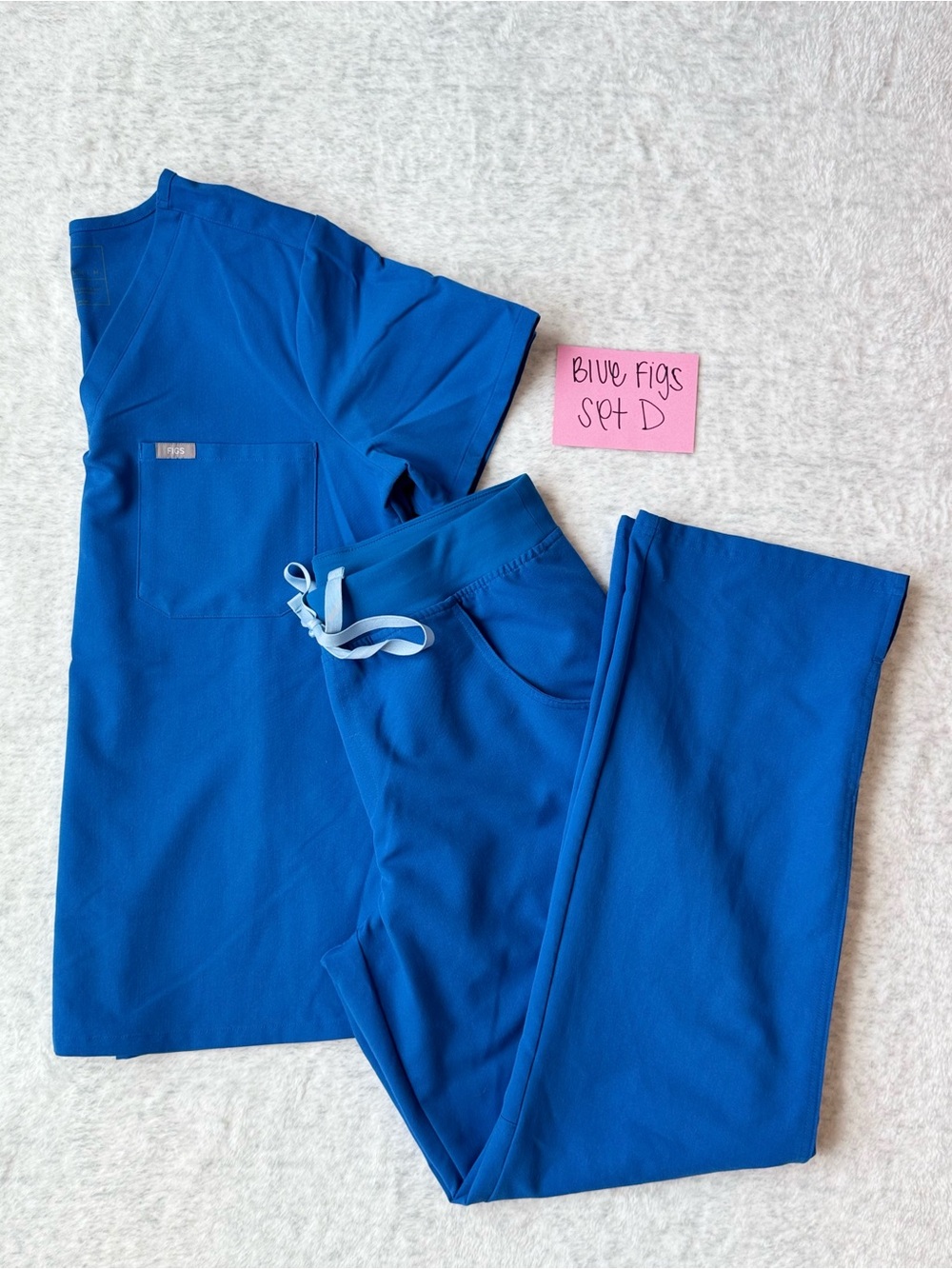 FIGS Royal Blue Catarina Top Kade Pants Scrub Set Women's Medium Straight Leg